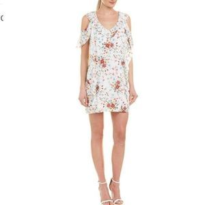 Parker White Spring Ditsy Floral Ruffle Mini Dress